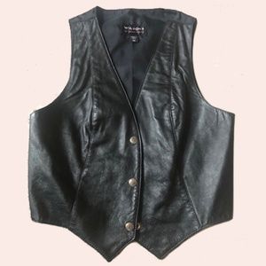 Wilson Black Leather Vest (Leather Front)